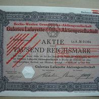 DEKO: Aktie Galeries Lafayette Berlin 1.000 RM 1928