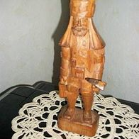 Bergmann aus Holz, mit Laterne, 25 cm, alte Holzfigur
