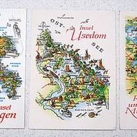3 AK Ansichtskarten Landkarte Usedom Rügen Müritz * DDR Postkarte