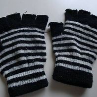 Handschuhe schwarz mit weißen Streifen ohne Finger