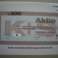 Aktie 2er Kali + Salz AG Kassel 100 DM 1973