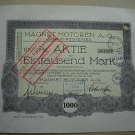 TOP ! Aktie Magnet-Motoren Berlin 1.000 M 1922
