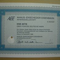 Aktie AEE Ahaus-Enscheder Eisenbahn 50 DM 1988