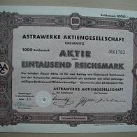 Aktie Astrawerke Chemnitz Schreibmasch. 1.000 RM 1941