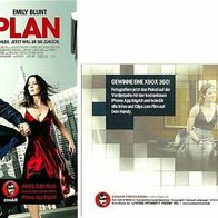 Reklame-Prospektkarte Kinofilm "Der Plan" (März 2011) mit Matt Damon, Emily Blunt