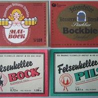 4 DDR-Bier-Etiketten - Brauerei Felsenkeller