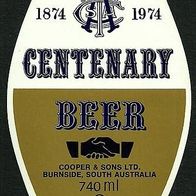 ALT ! Bieretikett "CENTENARY 1974" Cooper & Sons Burnside Australien