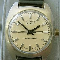 DDR Armbanduhr * Ruhla de Luxe Antimagnetic * Bastler