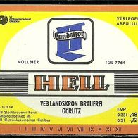 ALT ! DDR Bieretikett Landskron Görlitz / Stadtbrauerei Forst, GK Cottbus