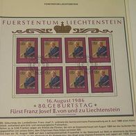 Liechtenstein, MNr.903 Kleinbogen gestempelt