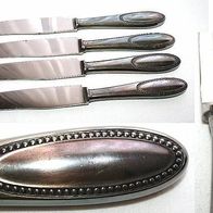 4 schöne alte Messer versilbert 90er Auflage mit Perl-Dekor