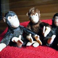 Steiff-Drei kleine Affen ohne K, F, S. in gutem Zust!!