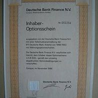 Optionsschein Deutsche Bank Finance 500$ 1986
