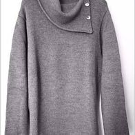 Kathrin Aargad: Pullover mit extravagantem Kragen, Größe 36/38, Grau - LVP 69,90 EUR!