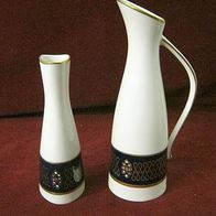2x weiße Porzellan Vase Volkstedt Echt Kobalt * Stilikonen der 60er Jahre