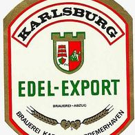 ALT ! Bieretikett Brauerei Karlsburg † 1974 Bremerhaven BL Bremen