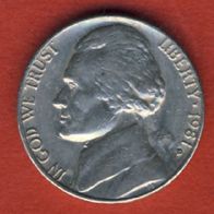 USA 5 Cents 1981 D