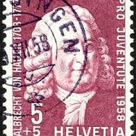 102 Schweiz - Helvetia, Wert 5 + 5 - Pro Juventute 1958 - Albrecht von Haller