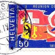 052 Schweiz - Helvetia - Wert 50 - Reunion de Genève a la Confederation 1814-1964