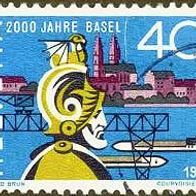140 Schweiz - Helvetia - Wert 40 - 2000 Jahre Basel 1957