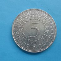 BRD Deutschland 1957 5 DM Kursmünze Silberadler J