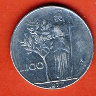 Italien 100 Lire 1977 Fehlprägung ist in der Rändellung nur halb geriffelt
