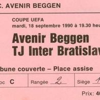 2)EC Ticket FC Avenir Beggen - Inter Bratislava 18.9.90
