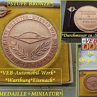 Medaille * Auto-Werk Eisenach * Stufe Bronze + Miniatur + Etui