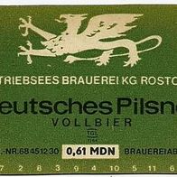 ALT ! DDR Bieretikett W. Triebsees Brauerei KG † 1974 Rostock
