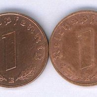 Münze 1 Reichspfennig 1937 E, 2er Set, EH - sehr schön