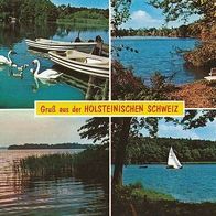 alte AK Holsteinische Schweiz 1981, Seen Boote Schwäne