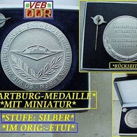 Medaille * Auto-Werk Eisenach * Stufe Silber + Miniatur + Etui