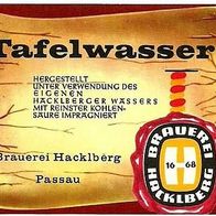 ALT ! Etikett "Tafelwasser" : Brauerei Hacklberg Passau