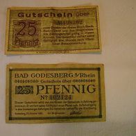 2 Stk. 25 Pfennig-Gutscheine v. 1919/1920