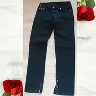 Röhre Jeans schwarz viele Details Zipper am Bein Gr.36 (W28)