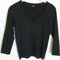 Schönes ESPRIT Shirt ¾ Arm, V-Ausschnitt, Schwarz Gr. M