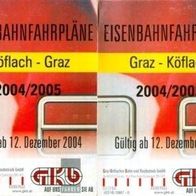 Fahrplan Graz - Köflach 04-05 GKB Steiermark Österreich Eisenbahn Bahn Zug 2004