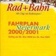 Fahrplan ÖBB Rad + Bahn 2000-2001 Steiermark Österreich Fahrrad Bicycle Eisenbahn