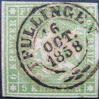 Württemberg - 6 Kreuzer - 1857 - Michel Nr. 8 - gestempelt / Pfullingen