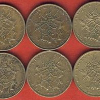 Frankreich 6x 10 Francs 1975 - 1980 kompl. Lot 62