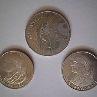 3 Münzen Papst 1000 Zloty 1982 und 83 10000 Zloty 1987 unzirkuliert Silber