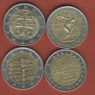 4 verschiedene 2 Eurostücke mit Griechenland Lot (66)
