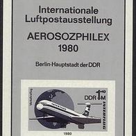 DDR Block 59S (#2520) Schwarzdruck Aerosozphila Interflug 1980 * ohne Frankaturkraft