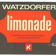 ALT ! DDR Etikett "LIMONADE" : Konsum-Brauerei Watzdorf Bad Blankenburg
