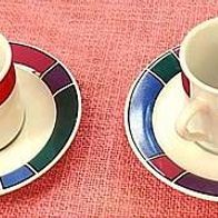 Sandra Rich Porzellan Espresso-Set , 2 Tassen - 2 Unterteller , farbig