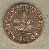 Deutschland 2 Pfennig 1992 F.
