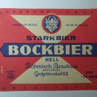 1 DDR-Bier-Etikett - Böhmisch Brauhaus Nestler, Großröhrsdorf, Bockbier hell