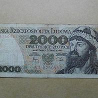 Polen Geldschein 2000 Zloty 1982 gebraucht