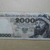 Polen Geldschein 2000 Zloty 1979 gebraucht