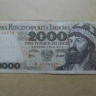 Polen Geldschein 2000 Zloty 1977 gebraucht